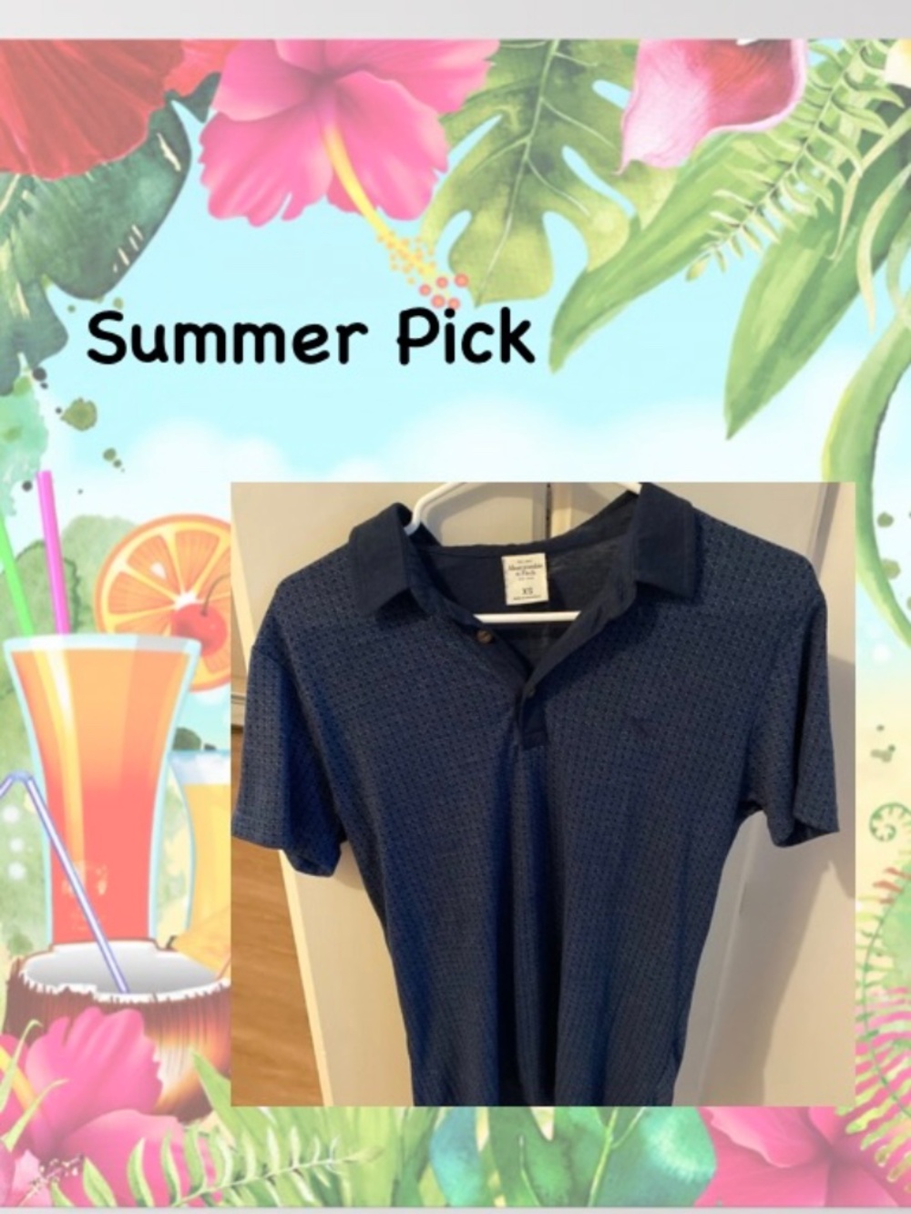 Abercrombie & Fitch Navy Blue Polo Shirt/Size XS
